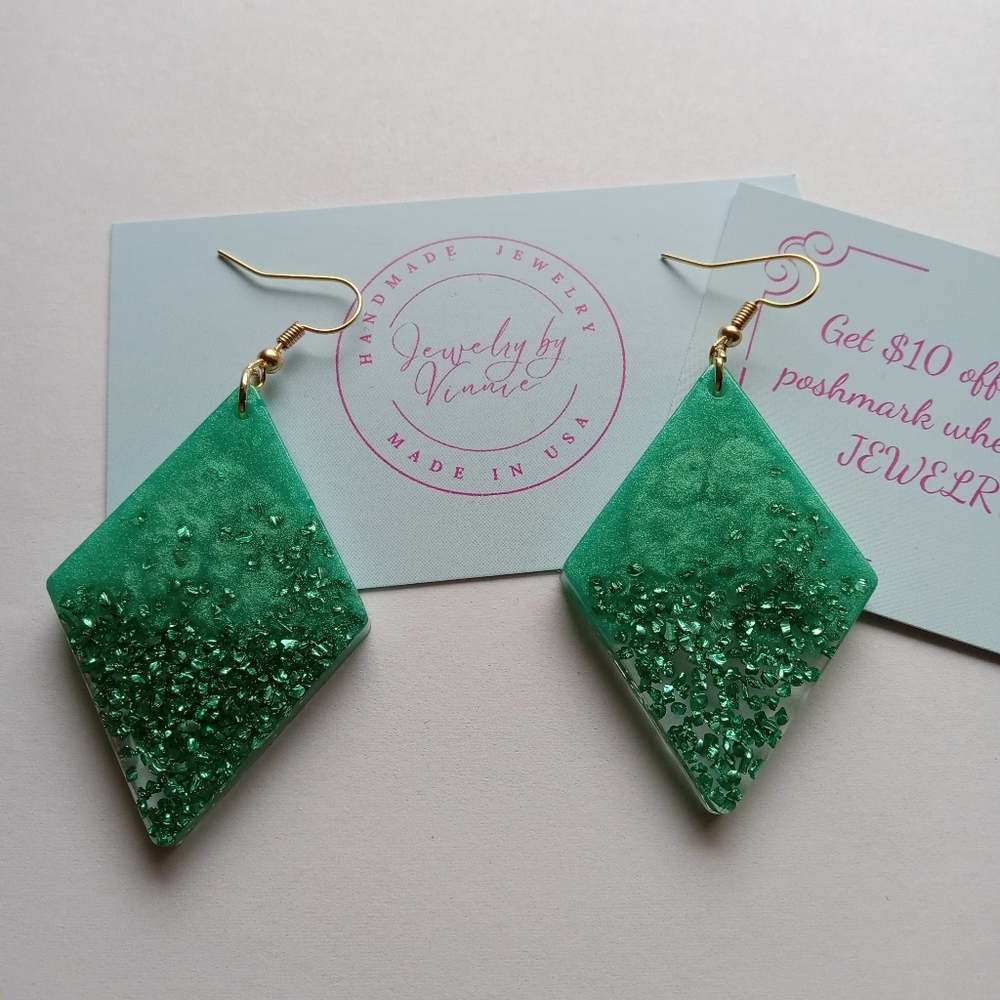 Hand Crafted Green Earrings